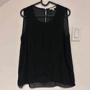 ALFRED SUNG Black Sheer Layered Tank Top